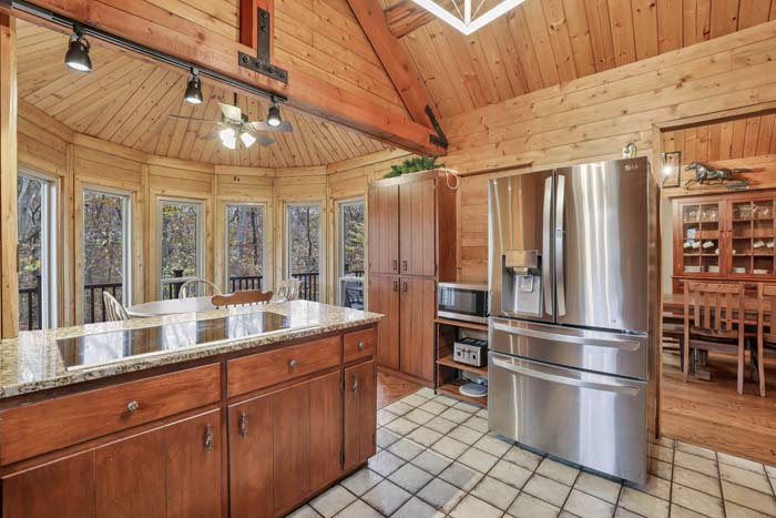 Cabin at the Crossroads Hiking trail through the woods.